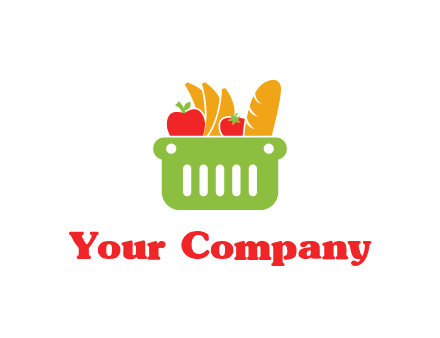 grocery in basket illustration