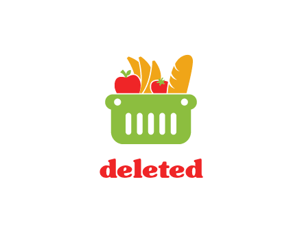 grocery in basket illustration