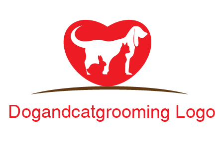 rabbit cat inside dog and heart logo