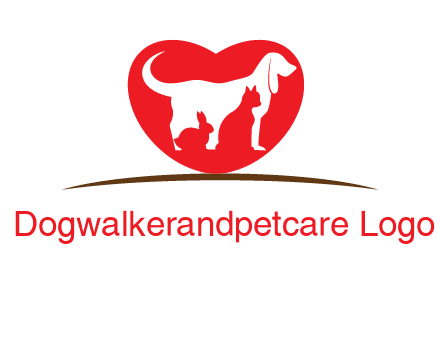 rabbit cat inside dog and heart logo