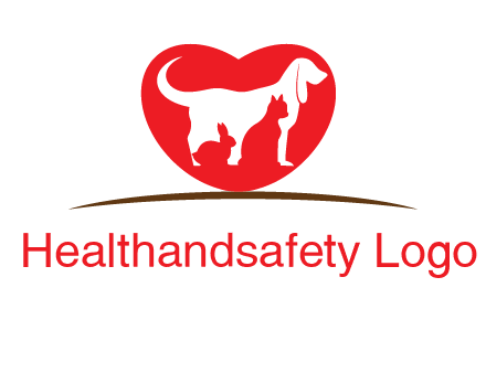 rabbit cat inside dog and heart logo