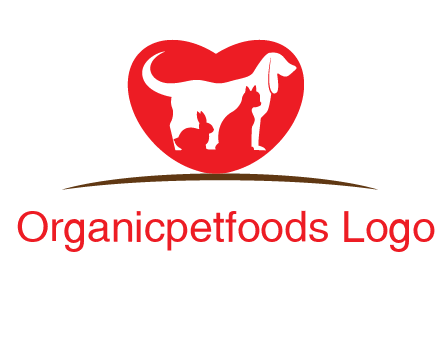 rabbit cat inside dog and heart logo