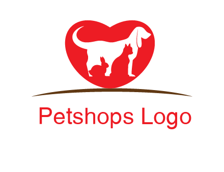 rabbit cat inside dog and heart logo