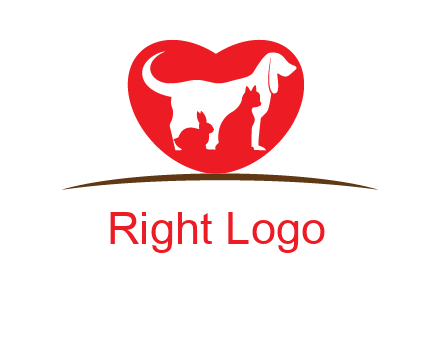 rabbit cat inside dog and heart logo