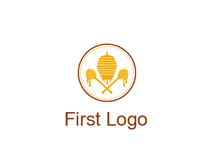 honeycomb with honey dipper logo