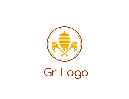 honeycomb with honey dipper logo