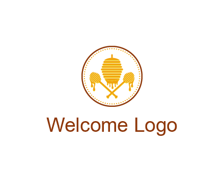 honeycomb with honey dipper logo