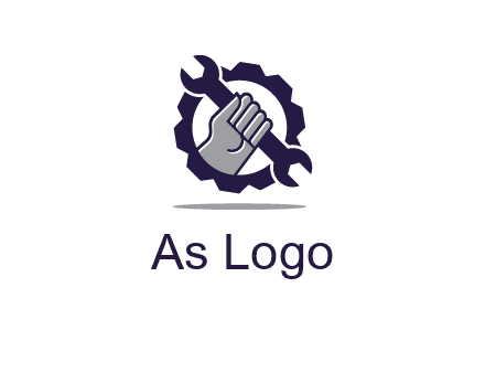 fist holding wrench with gear icon
