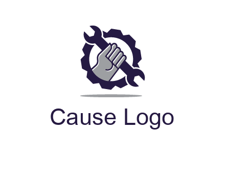 fist holding wrench with gear icon