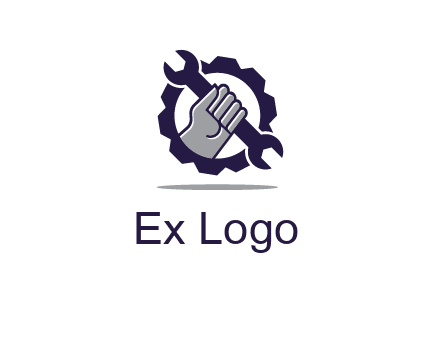 fist holding wrench with gear icon