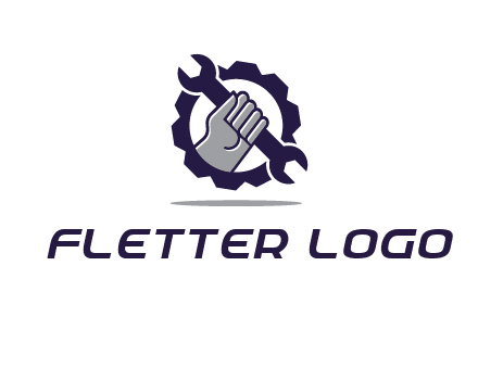 fist holding wrench with gear icon
