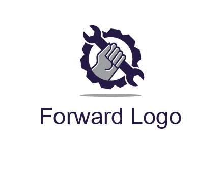 fist holding wrench with gear icon