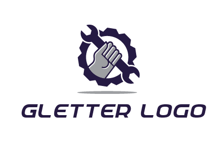 fist holding wrench with gear icon
