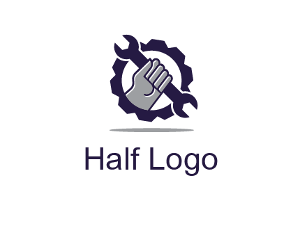 fist holding wrench with gear icon