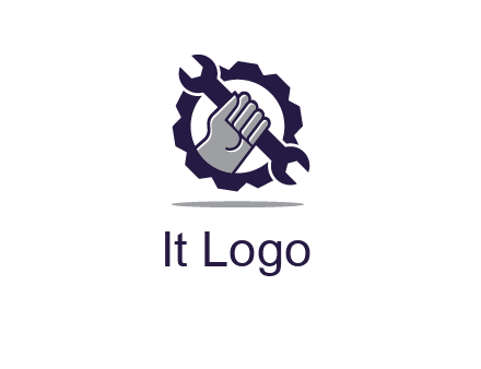 fist holding wrench with gear icon