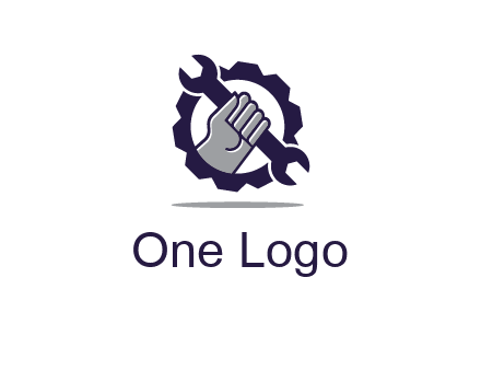 fist holding wrench with gear icon