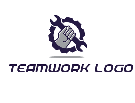 fist holding wrench with gear icon