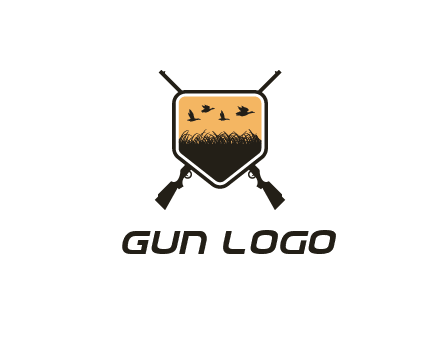 flying ducks in the shield with guns logo