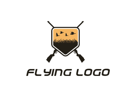 flying ducks in the shield with guns logo