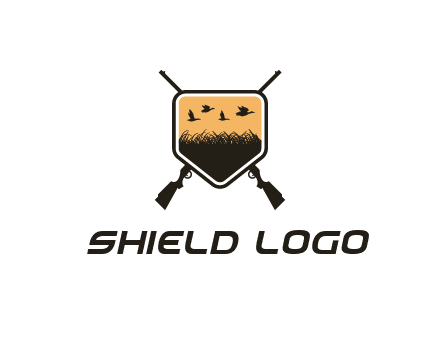 flying ducks in the shield with guns logo