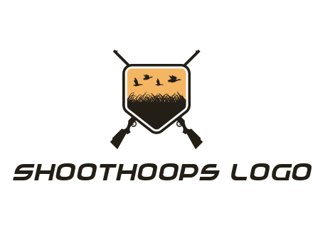 flying ducks in the shield with guns logo