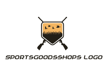 flying ducks in the shield with guns logo