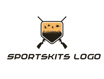 flying ducks in the shield with guns logo