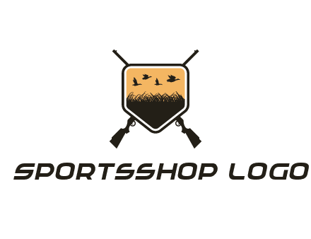 flying ducks in the shield with guns logo