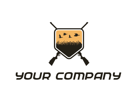 flying ducks in the shield with guns logo