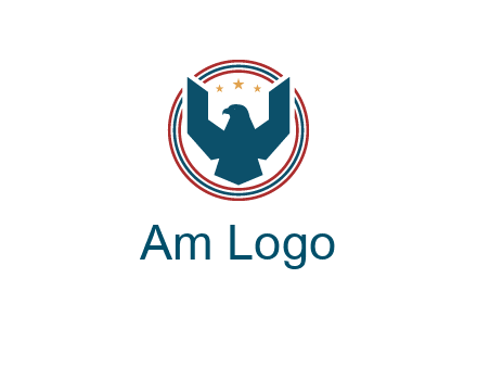 eagle with stars in circle emblem logo