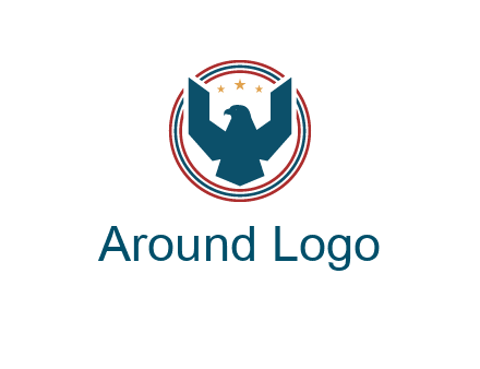 eagle with stars in circle emblem logo