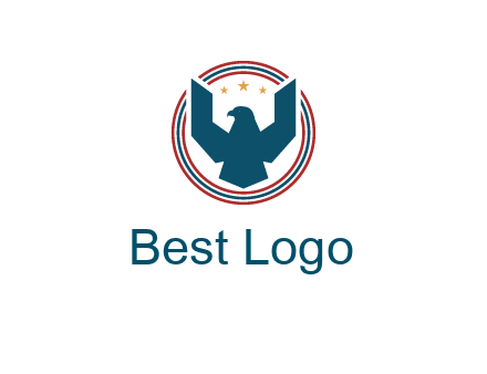 eagle with stars in circle emblem logo