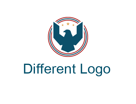 eagle with stars in circle emblem logo