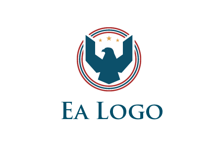 eagle with stars in circle emblem logo