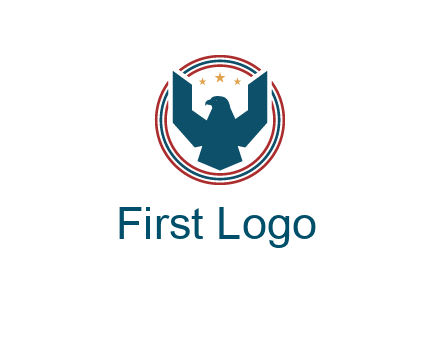 eagle with stars in circle emblem logo