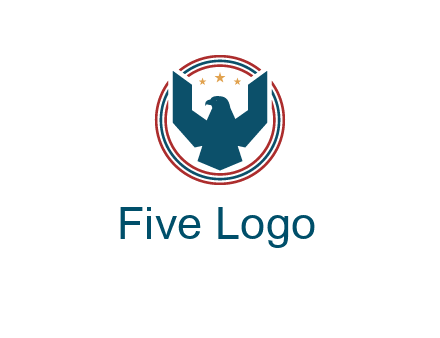 eagle with stars in circle emblem logo