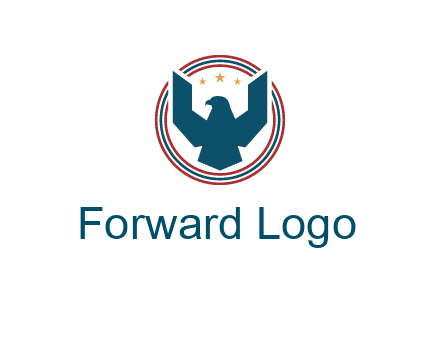 eagle with stars in circle emblem logo