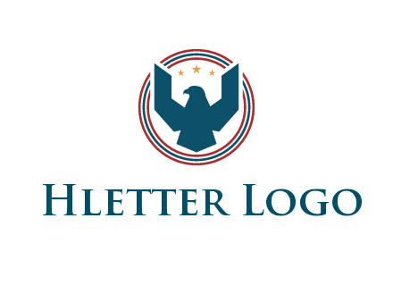 eagle with stars in circle emblem logo