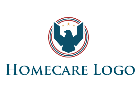 eagle with stars in circle emblem logo