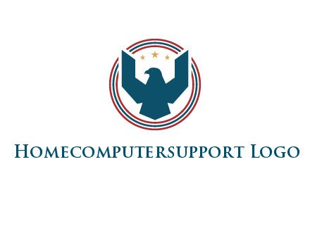 eagle with stars in circle emblem logo