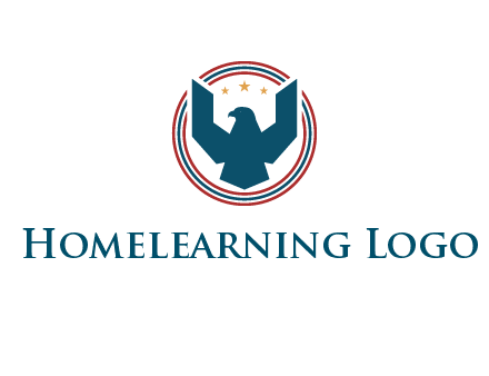 eagle with stars in circle emblem logo