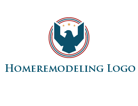 eagle with stars in circle emblem logo