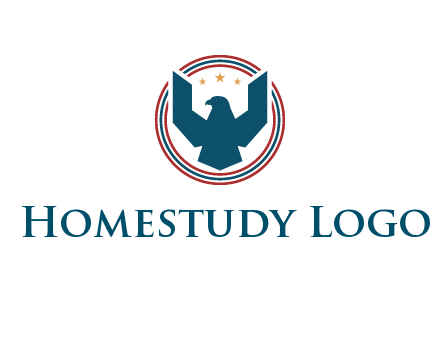 eagle with stars in circle emblem logo