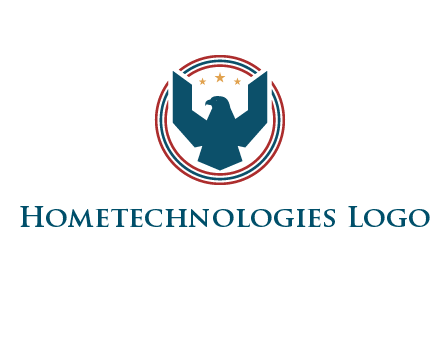 eagle with stars in circle emblem logo