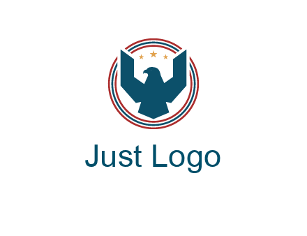 eagle with stars in circle emblem logo
