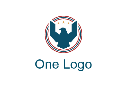 eagle with stars in circle emblem logo