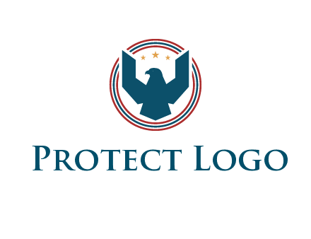 eagle with stars in circle emblem logo