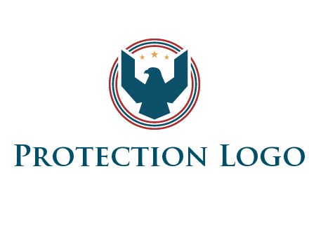 eagle with stars in circle emblem logo