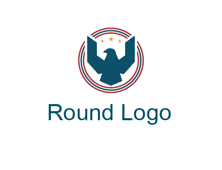 eagle with stars in circle emblem logo