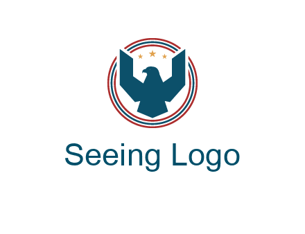 eagle with stars in circle emblem logo